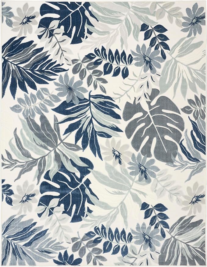 Nourison Home Suncoast Blue 7'10" x 9'10" Area Rug - Easy Clean, Non Shedding, Bed Room, Living Room, Dining Room, Kitchen (8' x 10')