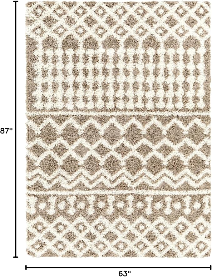 Livabliss Hapsburg Moroccan Shag Area Rug,5'3" x 7'3",Medium Brown