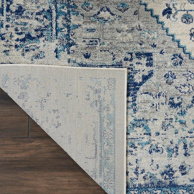 Nourison Home Tranquil Ivory/Light Blue 7' x 10' Area Rug - Easy Clean, Non Shedding, Bed Room, Living Room, Dining Room, Kitchen (7' x 10')