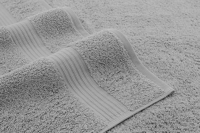 American Veteran Towel, 100% Cotton Turkish Bath Towels for Bathroom 4 Pack, 27x54 Extra Large Premium Soft Drying Bathroom Towels, Light Gray