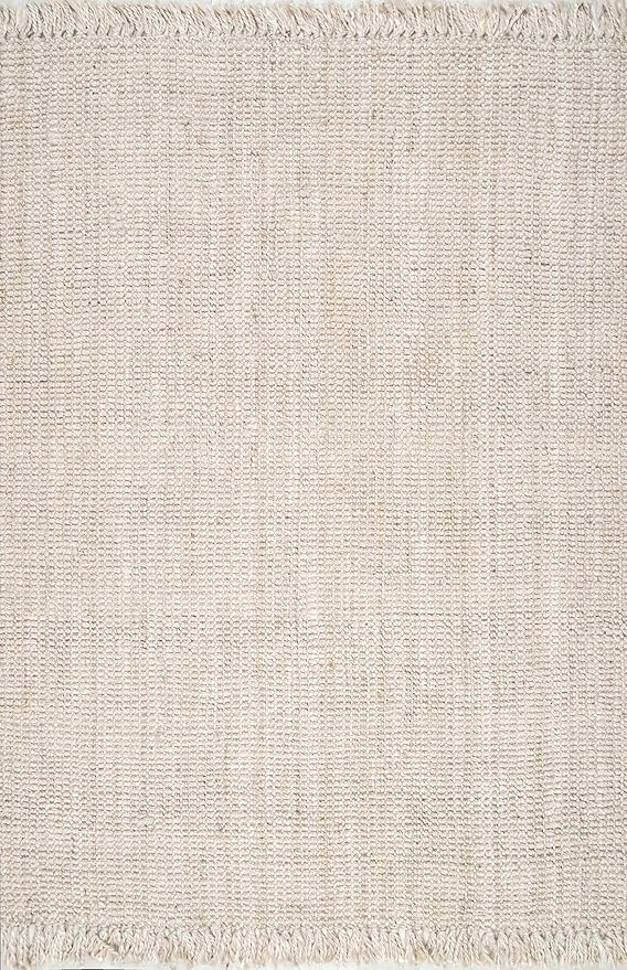 Nuloom Daniela Off-White, 3' x 5', Handmade, Jute, Tassel, Soft and Textured, High Traffic, Stain Resistant, Easy Clean, Durable Area Rug for Bedroom, Living Room, Dining Space, Foyer, Entryway