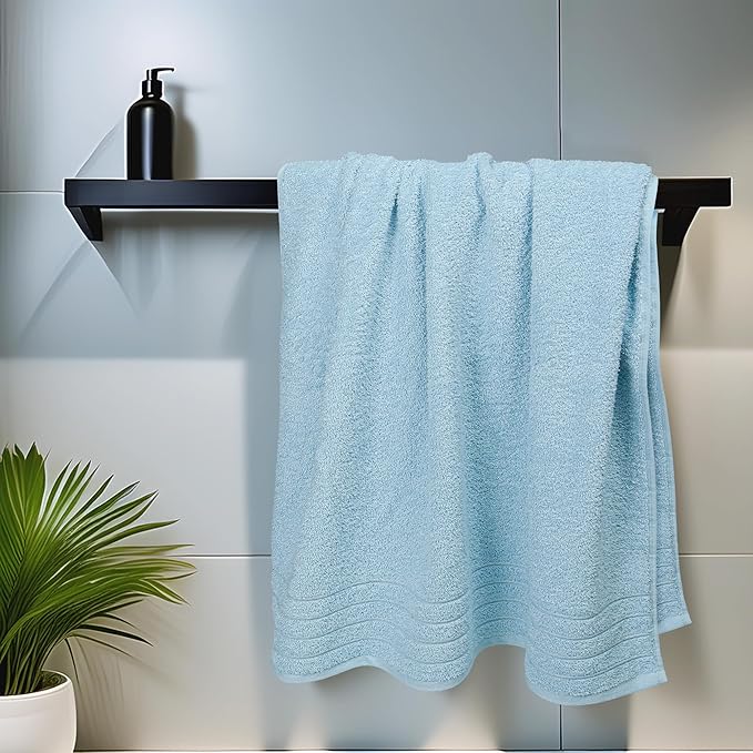 Tens Towels Pack of 4 Extra Large Bath Towels 30 x 60 Inches, 100% Cotton, Larger & Lighter Weight, Quicker to Dry, Super Soft and Absorbent, Perfect for Bathroom, Sky Blue