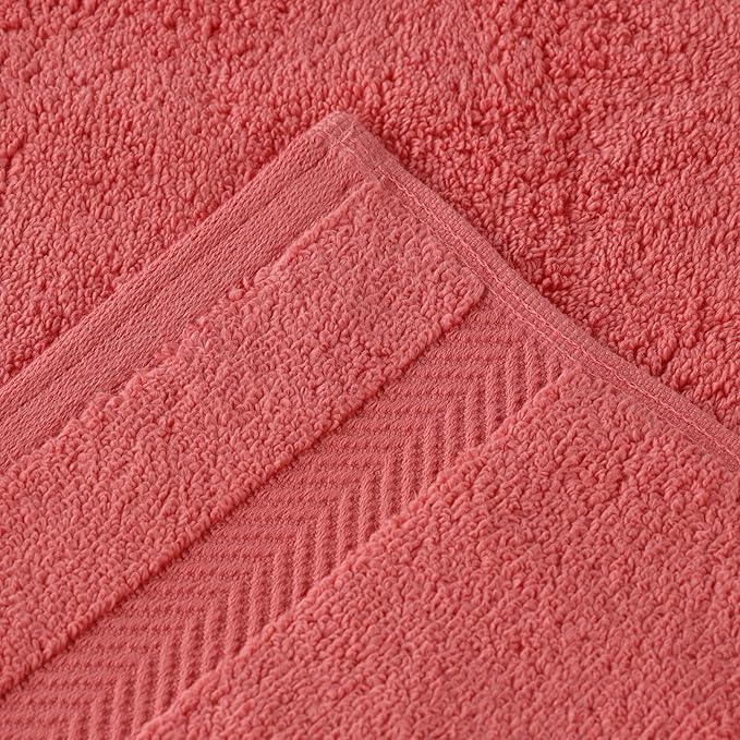 Superior Zero Twist 100% Cotton Bathroom Towels, Super Soft, Fluffy, and Absorbent, Premium Quality 6 Piece Towel Set with 2 Washcloths, 2 Hand Towels, and 2 Bath Towels, Coral