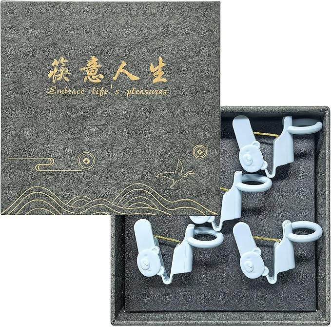 Chopsticks Helper, 5 set Light Blue Holders for 0.276-inch Diameter Chopsticks,Training for kids and Adults,Gift Box Set