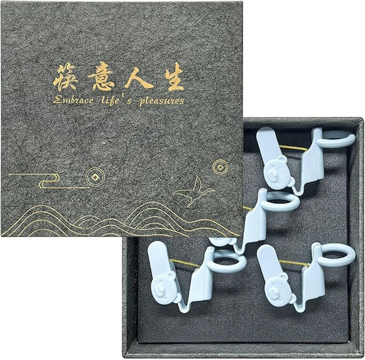 Chopsticks Helper, 5 set Light Blue Holders for 0.276-inch Diameter Chopsticks,Training for kids and Adults,Gift Box Set