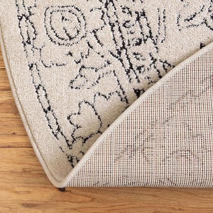 Unique Loom Isabella Collection Area Rug - Adjani (5' 1" x 8' Oval, White/ Blue)