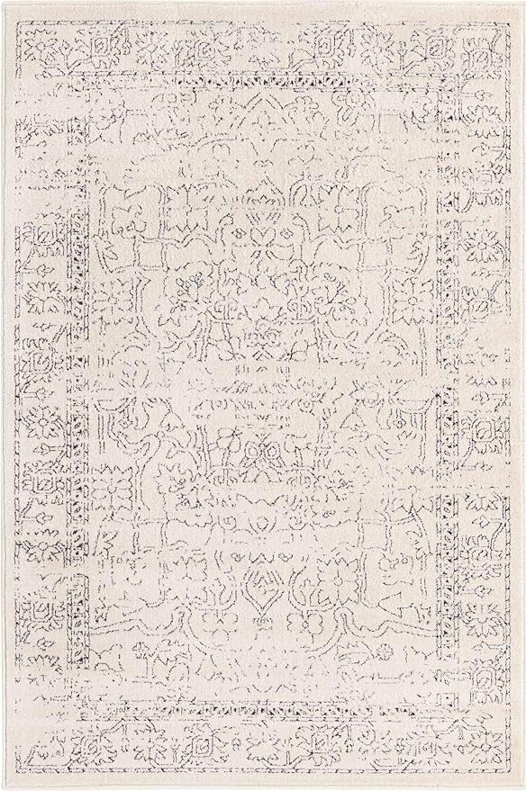 Unique Loom Isabella Collection Area Rug - Adjani (4' 1" x 6' 1" Rectangle, White/ Blue)