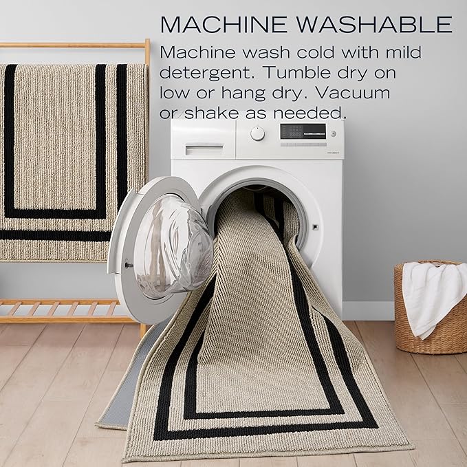 Nautica – Runner Rug | Indoor Runners for Hallways and Entry Rugs| Non-Slip and Non-Skid Entry and Kitchen Door Mat| Machine Washable Entryway Carpet Rugs | 2'2" x 3'9" | Double Border Natural Twist