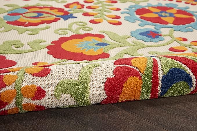 Nourison Home Aloha Multicolor 2'8" x 4' Area Rug - Easy Clean, Non Shedding, Bed Room, Living Room, Dining Room, Kitchen (3' x 4')