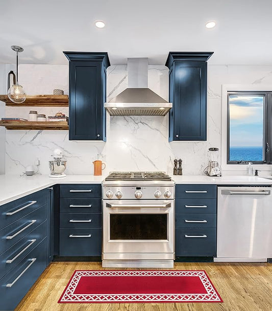 Nautica – Runner Rug | Indoor Runners for Hallways and Entry Rugs| Non-Slip and Non-Skid Entry and Kitchen Door Mat| Machine Washable Entryway Carpet Rugs |26” x 60” | Trellis Red