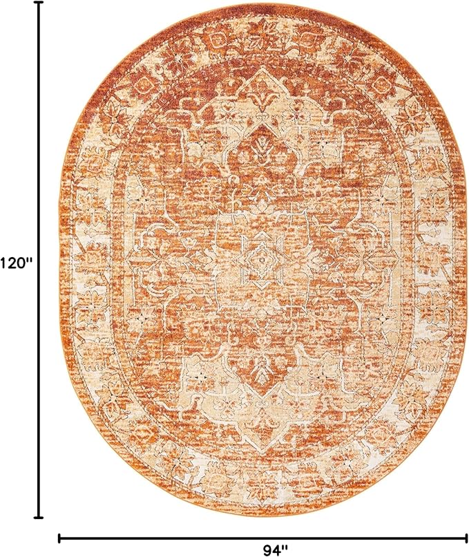 Unique Loom Isabella Collection Area Rug - Adjani (7' 10" x 10' Oval, Rust Red/ Black)
