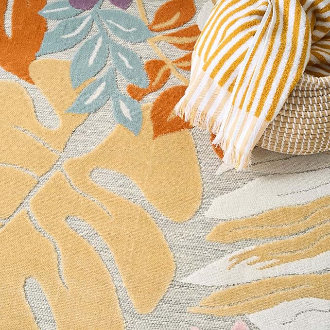 Nourison Home Suncoast Multicolor 5'3" x 7'3" Area Rug - Easy Clean, Non Shedding, Bed Room, Living Room, Dining Room, Kitchen (5' x 7')