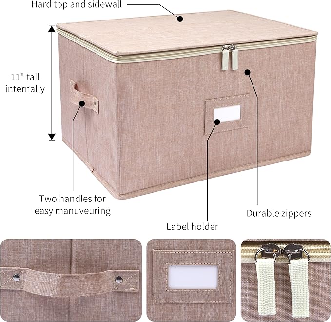 popoly Wine Glass Storage Box, Stemware Storage Containers Cases with Dividers, Stackable Moving Supplies for 12 Wine Glasses, Drinkware, Glassware or Crystal (Beige)