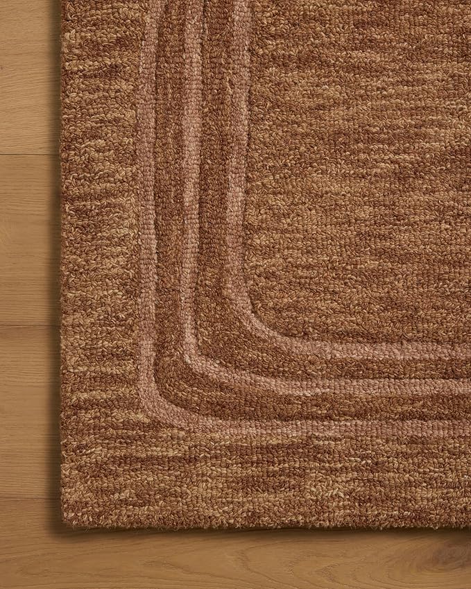 Loloi Leanne Ford Craven Collection CVN-02 Spice/Rose 2'-6" x 7'-6" Runner Rug Geometrical, Patterned, Neutral, Hallway, Kitchen, Mudroom, and Bathroom
