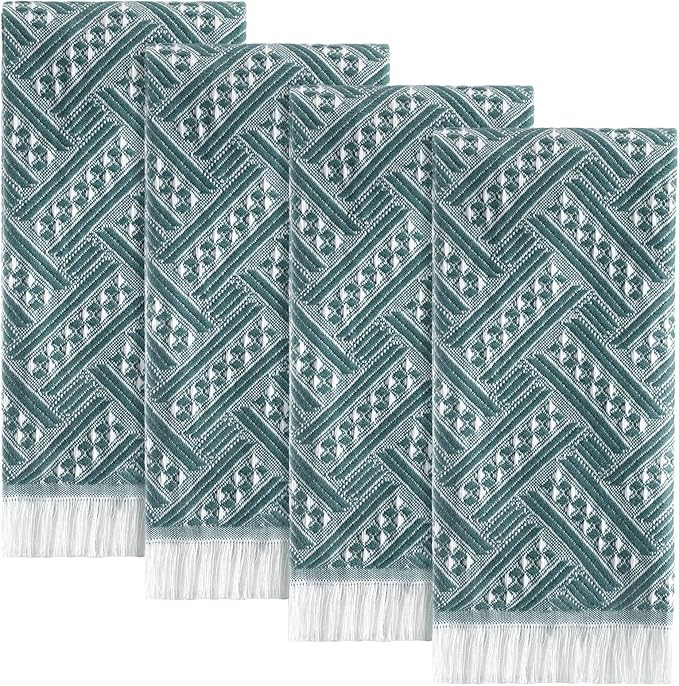 4 Pack Boho Bathroom Hand Towel 14 x 30 Inch 100% Turkish Cotton Decorative Boho Kitchen Hand Towel Farmhouse Bathroom Decor Set Absorbent Soft Guest Tea Gift