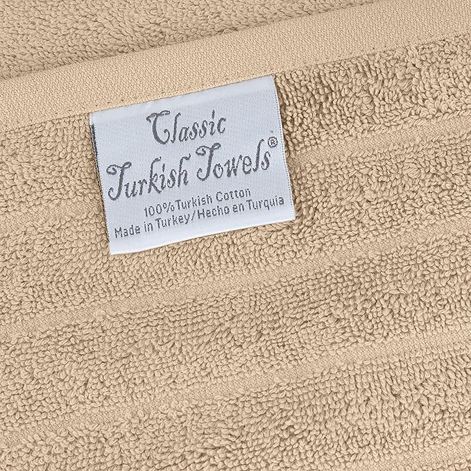 Classic Turkish Towels CTT - Luxury 3 Piece Jumbo Bath Sheets, 100% Turkish Cotton, Absorbent & Ultra Comfy Bath Towel Sheets for Hotels & Spa | 40"x65" (Almond Beige)