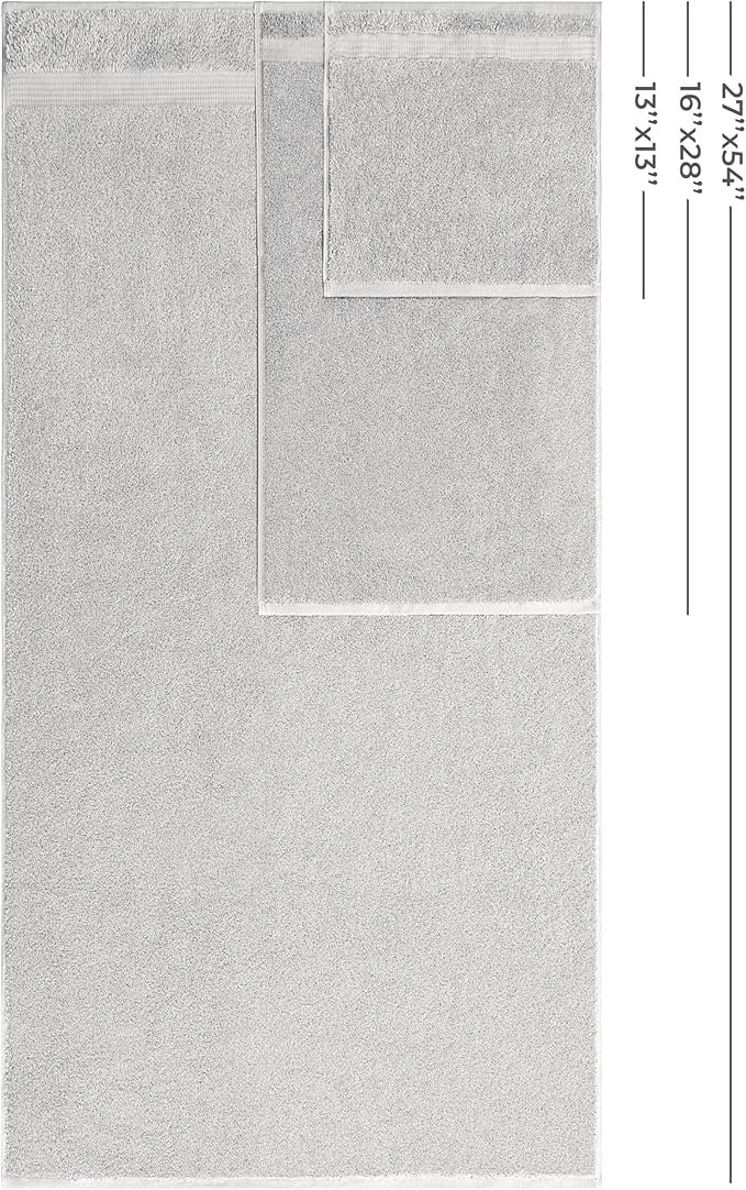 American Veteran Towel, 100% Cotton Turkish 6 Piece Towel Set, Luxury Towels Set of 6 for Bathroom Essentials, 2 Bath Towels 2 Hand Towels 2 Washcloths, Silver Grey