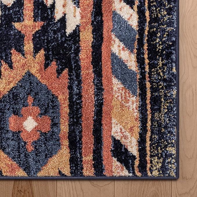 Well Woven Tulsa Lea Blue Traditional Southwestern Tribal 2'3" x 7'3" Runner Rug