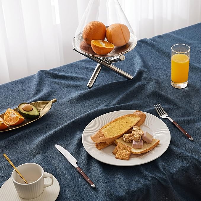 Linen Tablecloth for Rectangle Table, 60x120 Inch Navy, Farmhouse Style Navy Blue Tablecloth, Water Resistant Burlap Tablecloths for Dining Table Farmhouse Kitchen