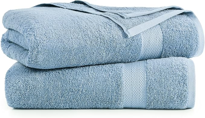 LANE LINEN 100% Ring Spun Cotton Bath Sheets (35''x66) - 2 PCs - Pre Shrunk, Fast Drying, Thick & Absorbent Extra Large Bathroom Towel Sets - Perfect for Everyday Use Blue Bath Towels - Cerulean Blue