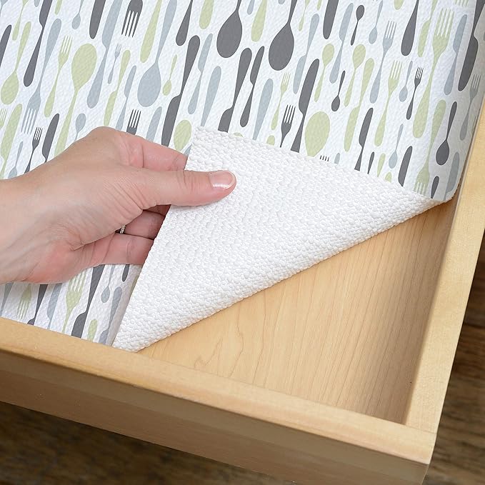 Con-Tact Brand Grip Prints Shelf Liner, Durable and Non-Adhesive Liners, Non-Slip Drawer and Cabinet Liner, 18" x 8', Lunchbox, Pack of 1 Roll