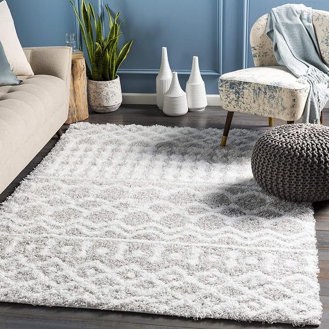 Livabliss Hapsburg Moroccan Shag Area Rug, 2' x 2'11", Light Gray