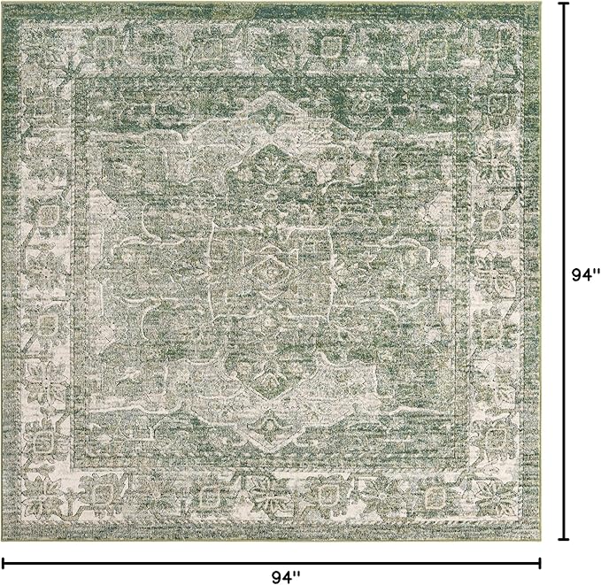 Unique Loom Isabella Collection Area Rug - Adjani (7' 10" Square, Green/ Ivory)