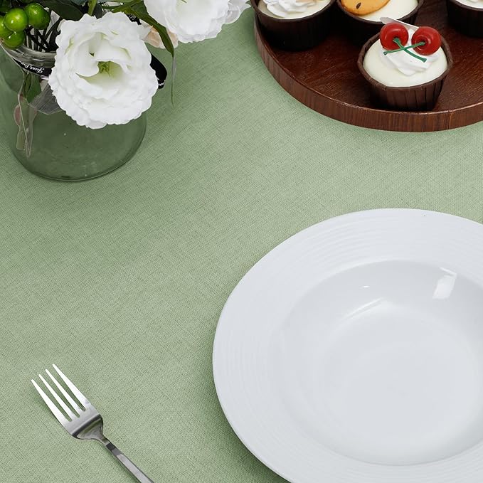 Easy-Going Faux Linen Waterproof Spill-Proof Tablecloth Stain Resistant Rectangle Table Cloth Wrinkle Free Decorative Fabric for Kitchen, Dining, Party, Weddings, Restaurants (60x120 in, Sage Green)