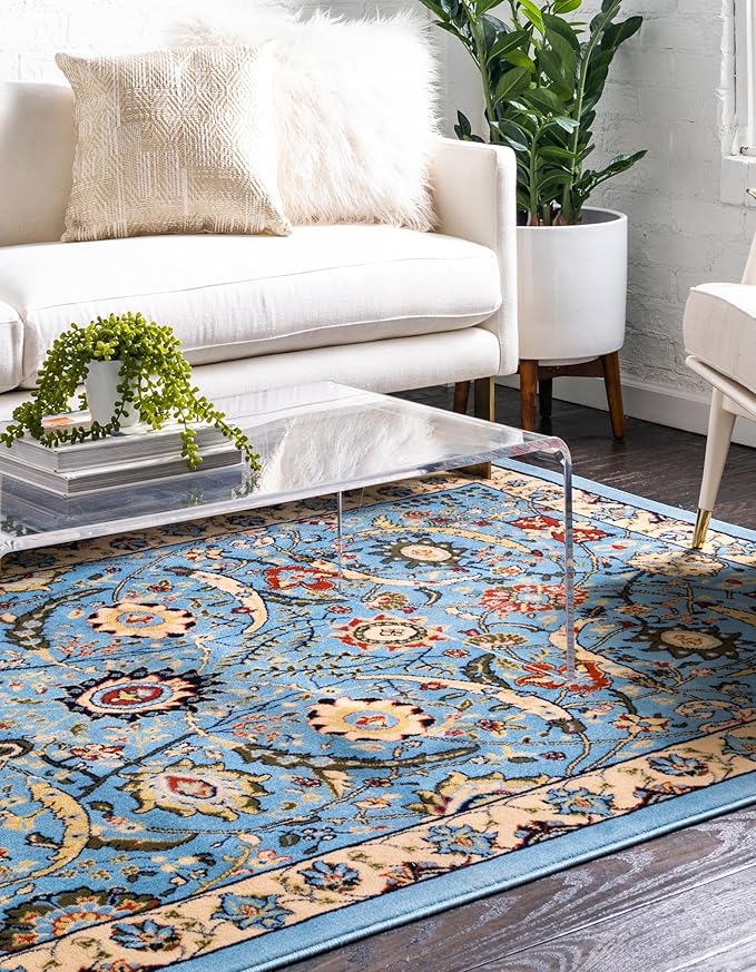 Unique Loom Espahan Collection Area Rug - Cape Cod (5' 3" x 8' Rectangle, Blue/ Black)