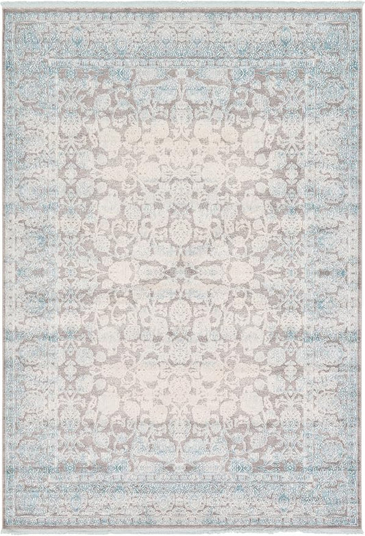 Unique Loom Traditional Classic Intricate Design Distressed Vintage Detail, Area Rug, 7' 0" x 10' 0", Blue/Gray