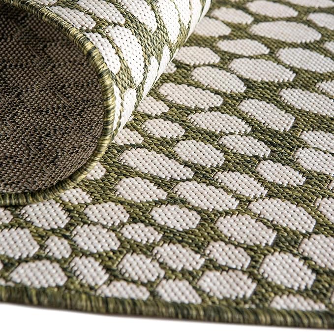 Unique Loom Outdoor Collection Area Rug - Cape Town (4' 1' Round, Green/ Ivory)