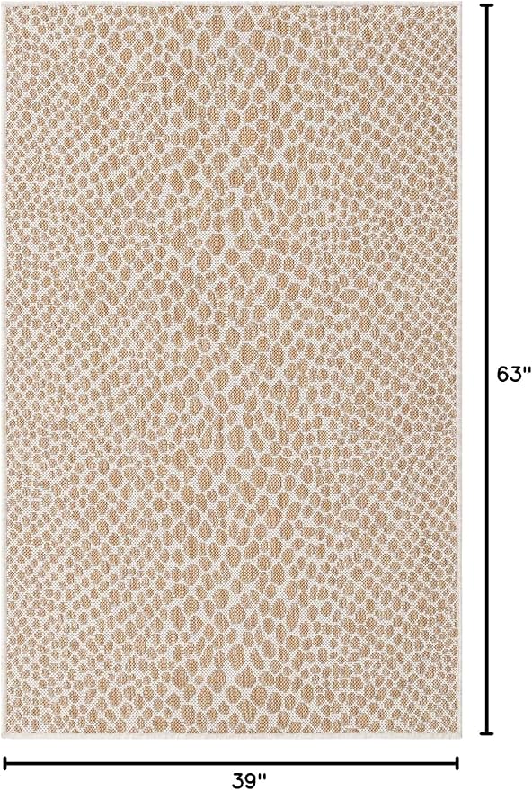 Unique Loom Outdoor Collection Area Rug - Cape Town (3' 3' x 5' 3' Rectangle, Dark Beige/ Ivory)