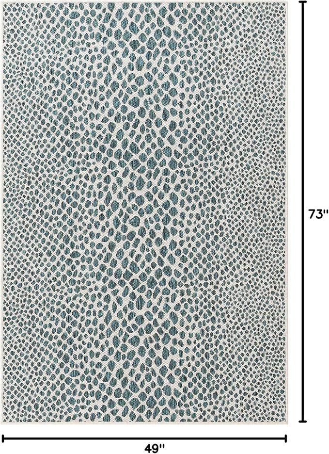 Unique Loom Outdoor Collection Area Rug - Cape Town (4' 1" x 6' 1" Rectangle, Teal/ Ivory)