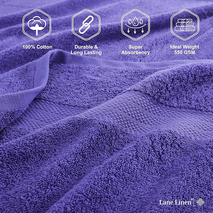 LANE LINEN 100% Pure Cotton Pack of 4 Bath Sheets (35"x66") - Fade Resistant, Machine Washable & Highly Absorbent Extra Large Towel - Oversized Luxury Towels for Bathroom, Hotel & Spa - Blue Irish