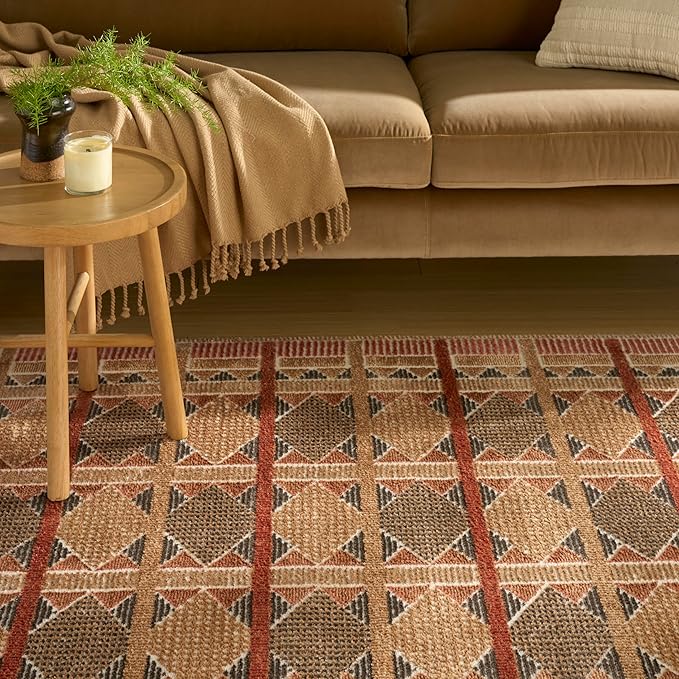 Nourison Home Nordic Rust Multicolor 8' x 10' Area Rug - Easy Clean, Non Shedding, Bed Room, Living Room, Dining Room, Kitchen (8' x 10')