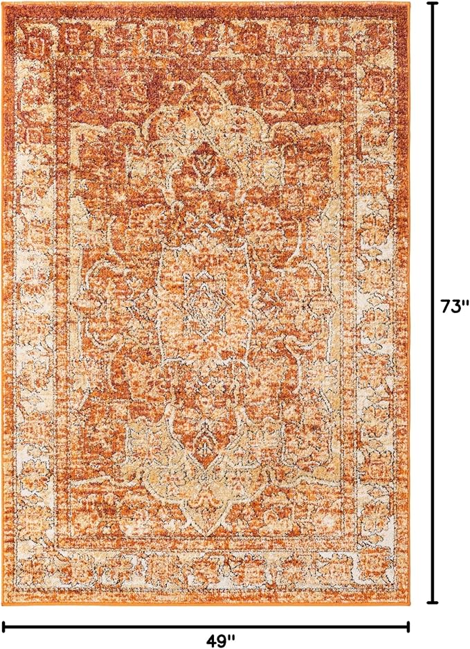 Unique Loom Isabella Collection Area Rug - Adjani (4' 1" x 6' 1" Rectangle, Rust Red/ Black)