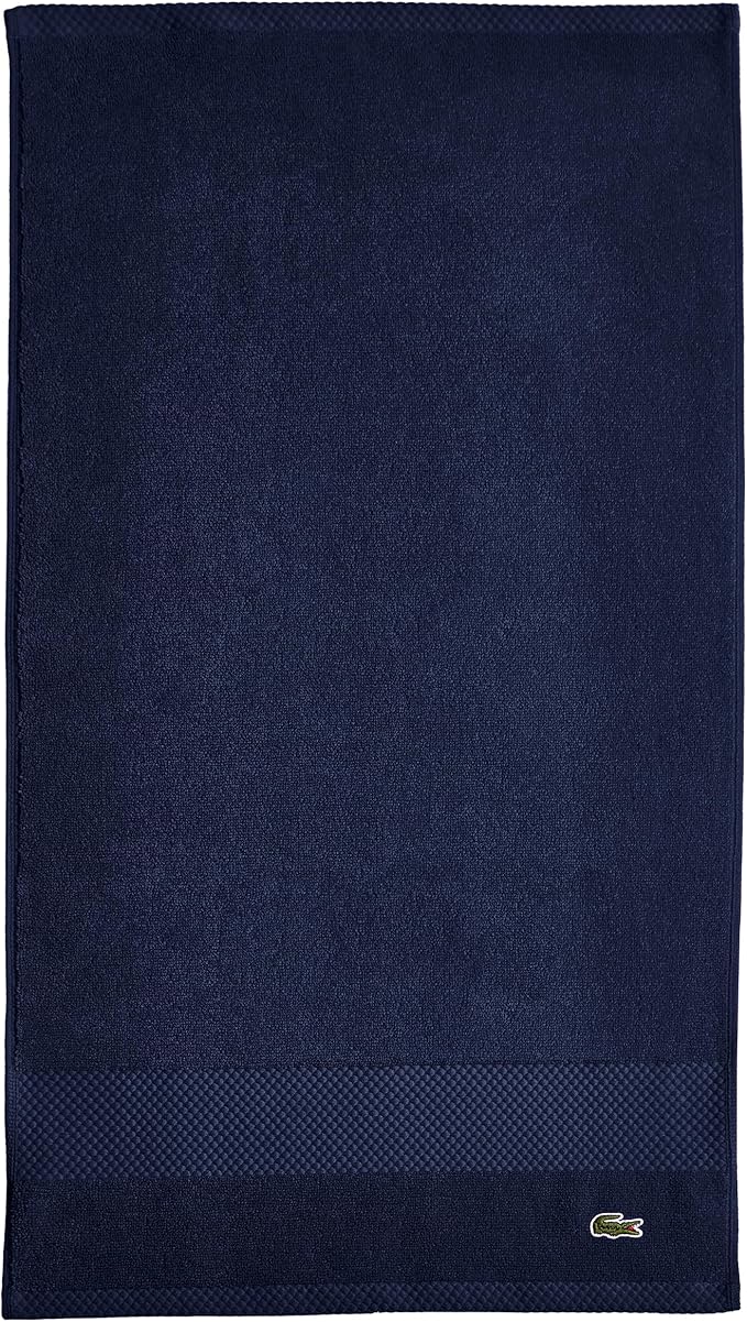 Lacoste Heritage 100% Supima Cotton Hand Towel, Navy, 16" x 30" – Highly Absorbent & Quick Drying, Premium Super Soft Bath Towel, Bathroom Essential, Gift for All Occasions, Machine Washable