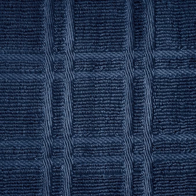 Blue Needles Hanging Kitchen Towels - Blue 100% Cotton Solid Kitchen Tie Towel, Set of 2 Hand Dish Cloth with Hanging Loops 9 x 17 Inches, Absorbent, Super Soft, and Fast Drying Home Essential