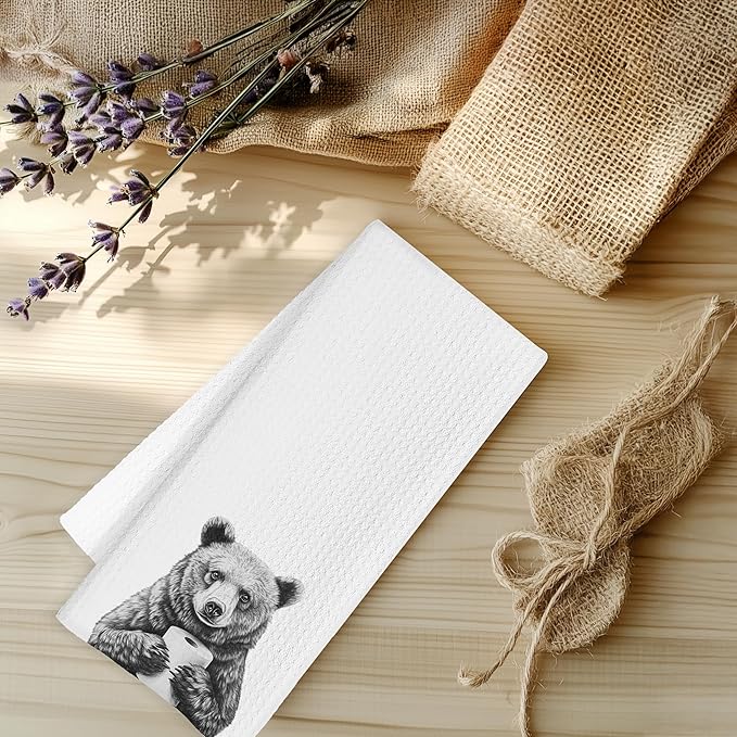 Bear Hand Towels for Bathroom, Bears Bathroom Hand Towels, Bear Bathroom Decor, Funny Hand Towels, Bear Bathroom Decor, Bear Gifts for Bear Lovers Women, 16x24 Inch