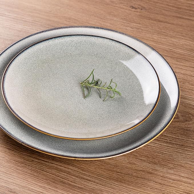 GBHOME Ceramic Dinnerware Sets for 4, 12 Pieces Stoneware Plates and Bowls Sets, Reactive Glaze Dishes -Scratch Resistant, Dishwasher&Microwave Safe