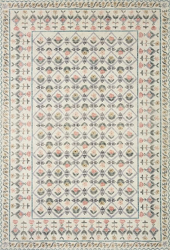 Loloi Rifle Paper Co. Eden Collection EDE-03 Lattice Ivory 3'-6" x 5'-6" Accent Rug feat. CloudPile™