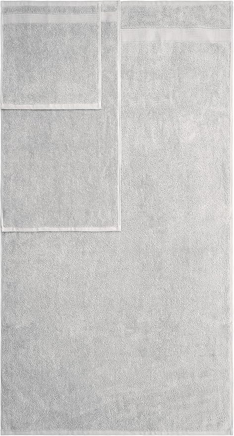 American Veteran Towel, 6 Piece Towel Set for Bathroom, 100% Cotton Turkish Bathroom Towels, 2 Bath Towels 2 Hand Towels 2 Washcloths, Silver Grey