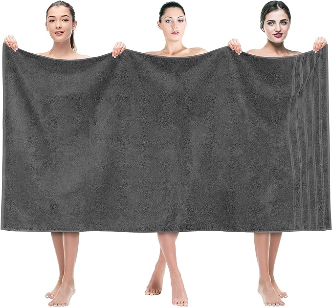 American Soft Linen 35x70 Jumbo Large Bath Towels, 600 GSM 100% Cotton Turkish Bath Sheet, Oversized Luxury Bath Towels for Bathroom Beach and Pool, Dark Gray