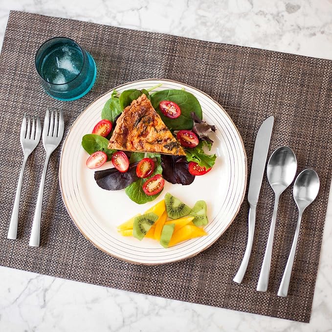 Knork Curve Collection Flatware Set (20 Piece), Service for 4, Matte Silver