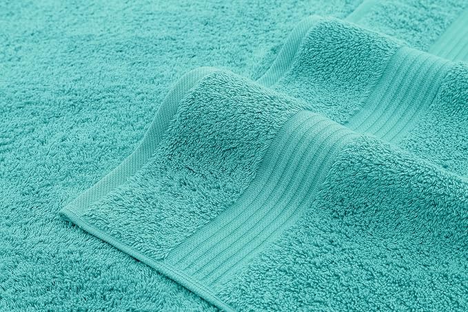 American Veteran Towel, 100% Cotton Turkish Bath Towels for Bathroom 4 Pack, 27x54 Extra Large Premium Soft Drying Bathroom Towels, Turquoise Blue