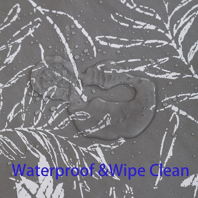 Walrus Heavy Duty Vinyl Tablecloth with Flannel Backing Waterproof Oil-Proof Plastic Table Cloth Stain-Resistant Wipeable Rectangle or Square Table Cover for Indoor and Outdoor (Grey Leaf,52x70 Inch)