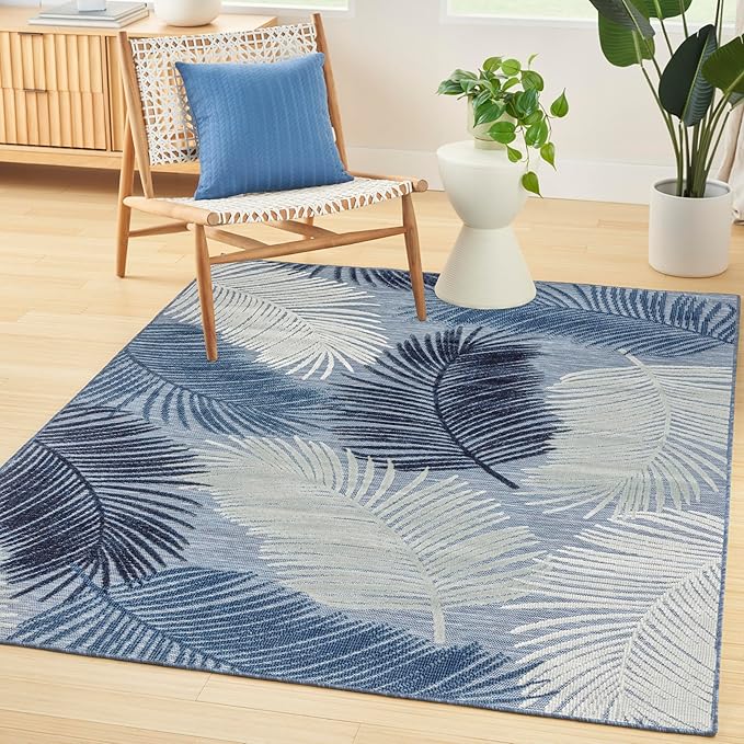 Nourison Home Suncoast Denim 5'3" x 7'3" Area Rug - Easy Clean, Non Shedding, Bed Room, Living Room, Dining Room, Kitchen (5' x 7')