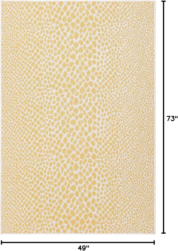 Unique Loom Jill Zarin Outdoor Collection Area Rug - Cape Town (4' x 6' Rectangle Yellow Ivory/Ivory)