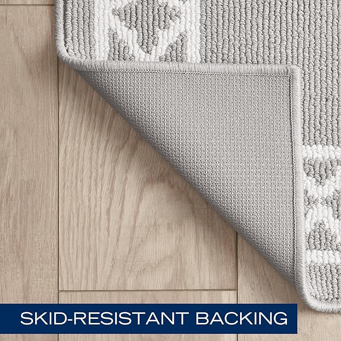 Nautica – Runner Rug 2 Piece Set | Indoor Runners for Hallways and Entry Rugs| Non-Skid Entry and Kitchen Door Mat| Machine Washable Carpet Rugs | 2'2" x 3'9" and 2'2" x 5' | Trellis Light Grey