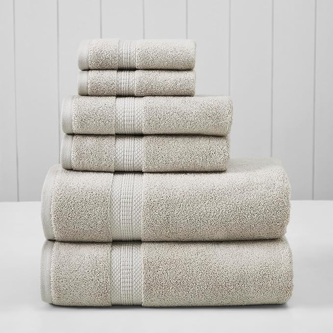 Modern Threads 6-Piece Rayon from Bamboo & Cotton Blend Towel Set - Ultra Soft & Absorbent, Taupe